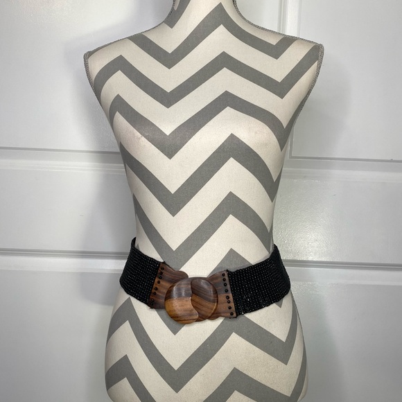 Accessories - Vintage Handmade Wooden Buckle Beaded Belt